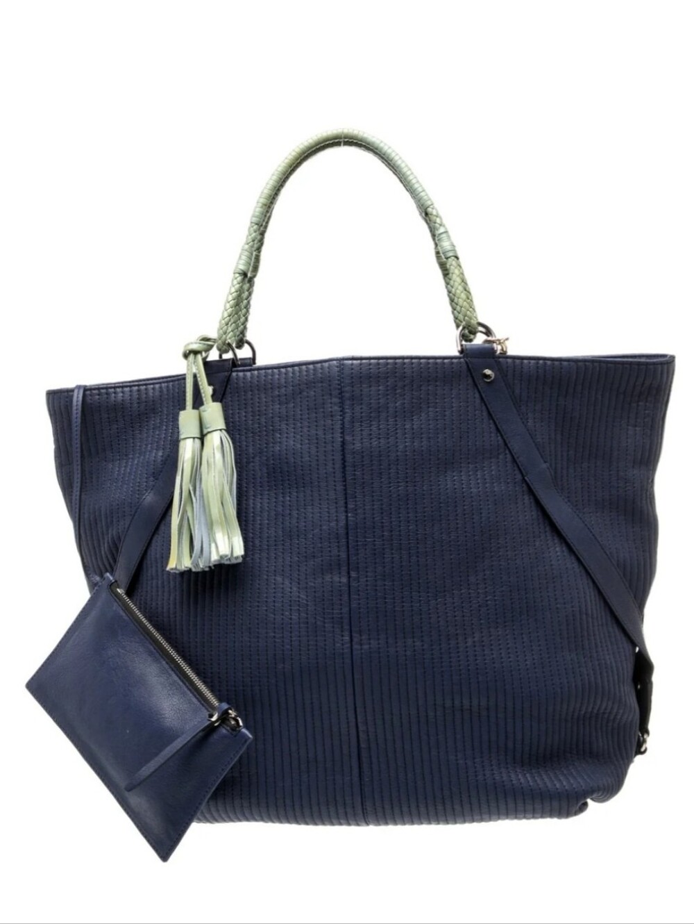 Lanvin Aithentic Navy Blue Leather Shoulder Bag